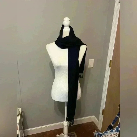 J. Crew Navy Long Knit Cashmere/Lambs Wool Blend Scarf w/ Tassels - Picture 5 of 10